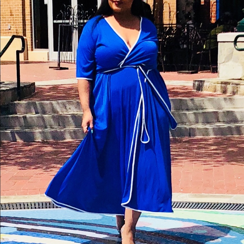 Blue kimono wrap dress
